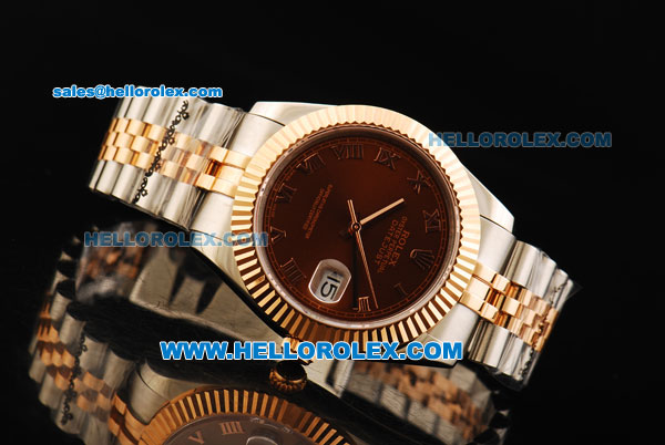 Rolex Datejust II Oyster Perpetual Automatic Movement Steel Case with Brown Dial and Rose Gold Bezel-Two Tone Strap - Click Image to Close